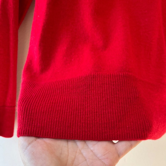 Talbots Sz M Red Pure Merino Wool Cowl Neck‎ Sweater Pullover Stretch - Picture 6 of 9